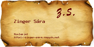 Zinger Sára névjegykártya